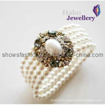 White Pearl Beads with Diamond Bracelet/ Fashion Jewelry/ Bracelet (XBL12009)